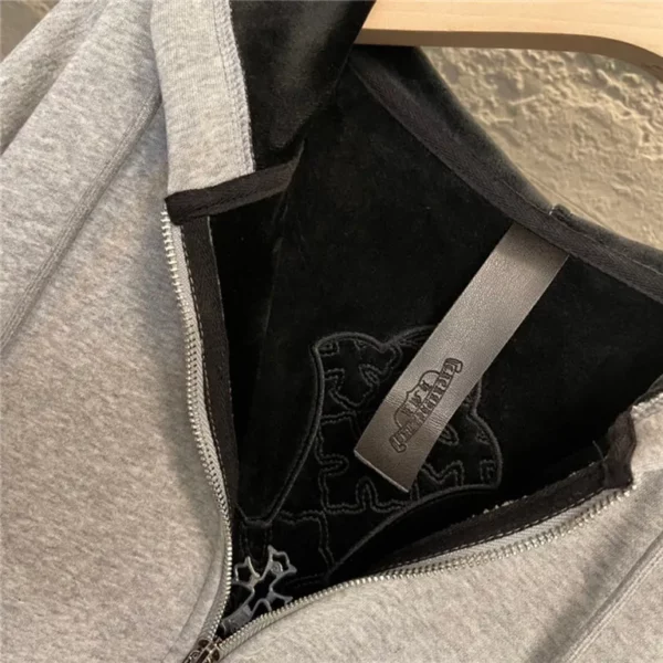 Chrome Hearts Leather fleece coat