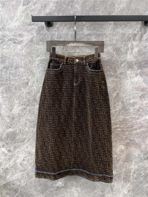 Fendi high waist A line denim skirt