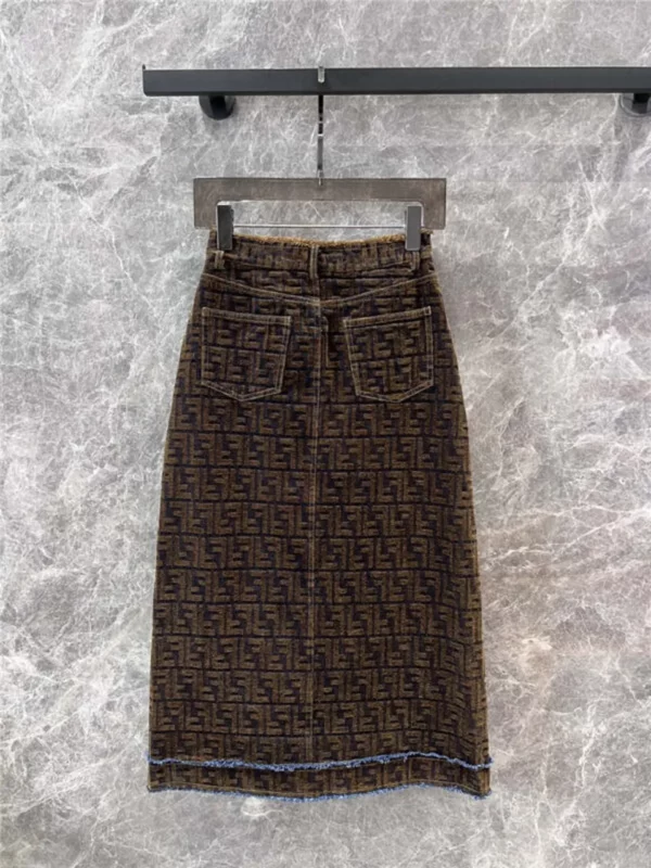 Fendi high waist A line denim skirt