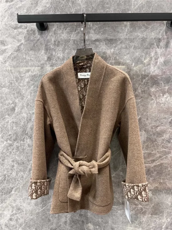 dior short lace up wool coat - Replica Dior