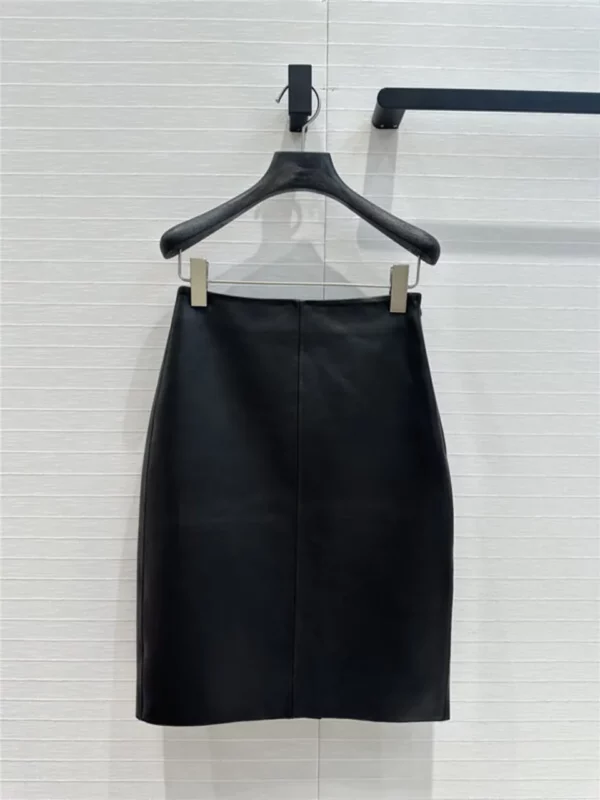 prada mid length leather skirt