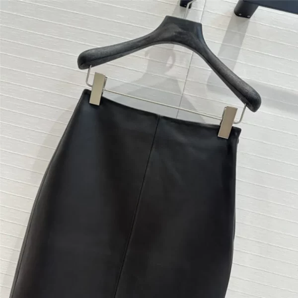 prada mid length leather skirt