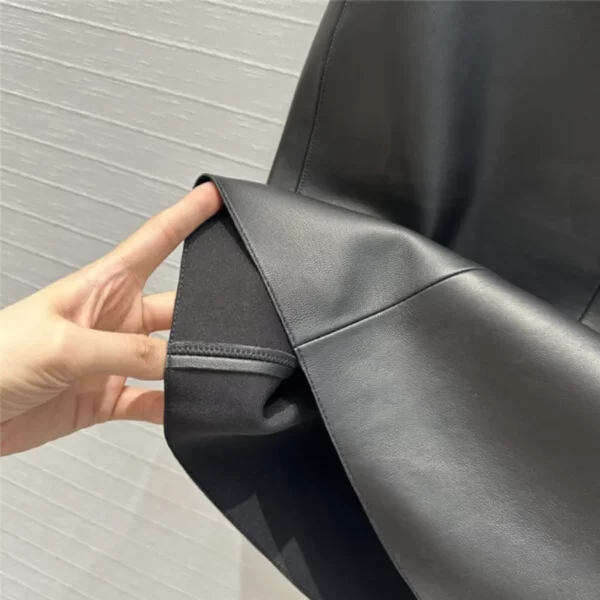 prada mid length leather skirt