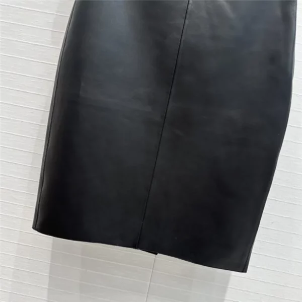 prada mid length leather skirt