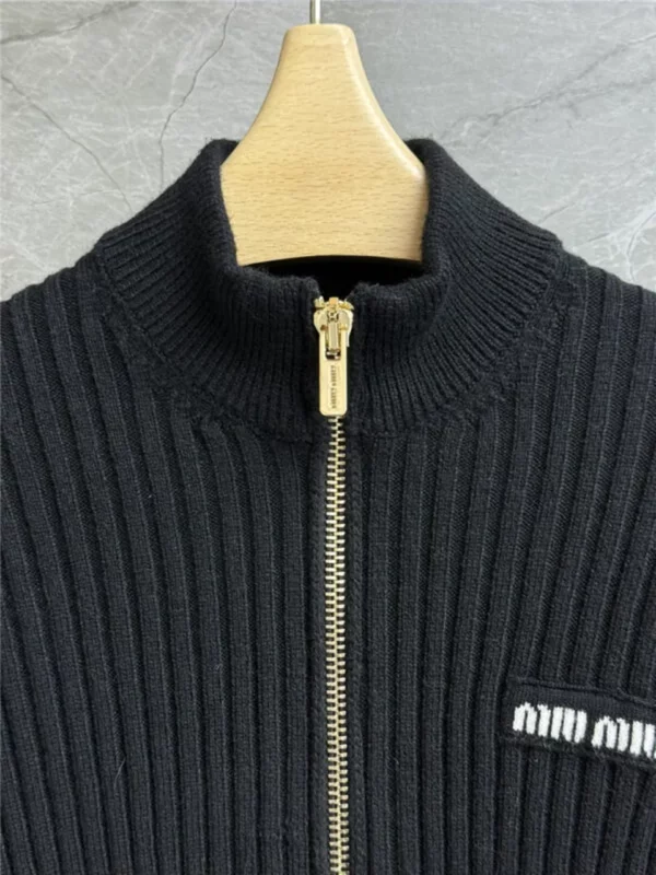 miumiu zipper knitted cardigan