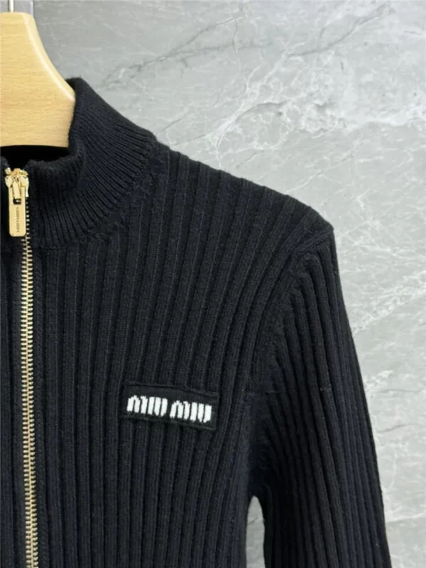 miumiu zipper knitted cardigan