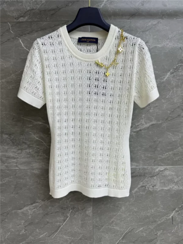 louis vuitton LV hollow knit short sleeved - Replica Louis Vuitton