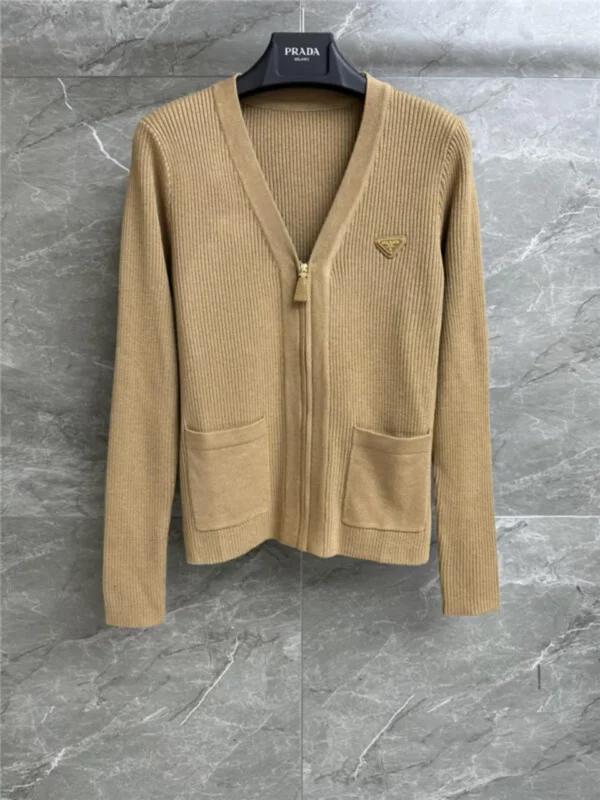 prada zipper knitted cardigan