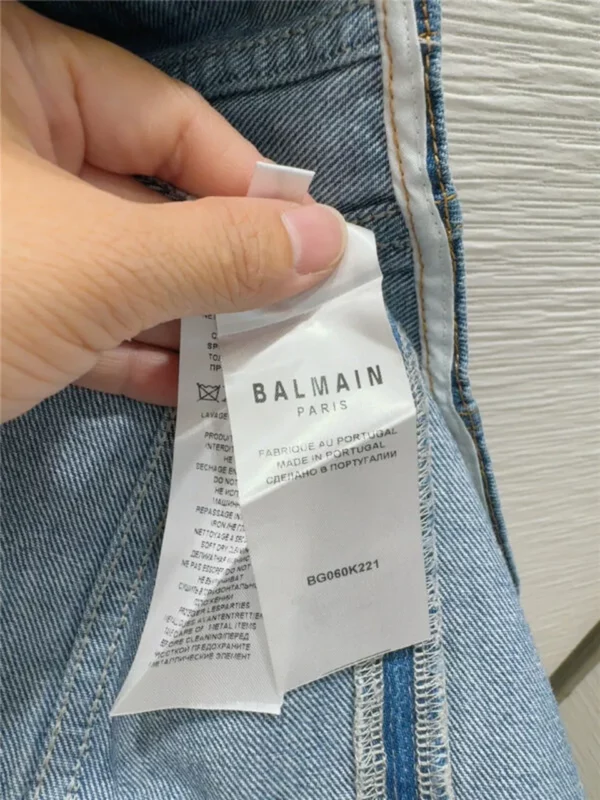 Balmain denim suspender skirt