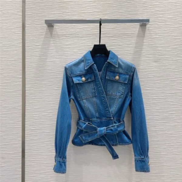 Balmain long sleeve denim short jacket