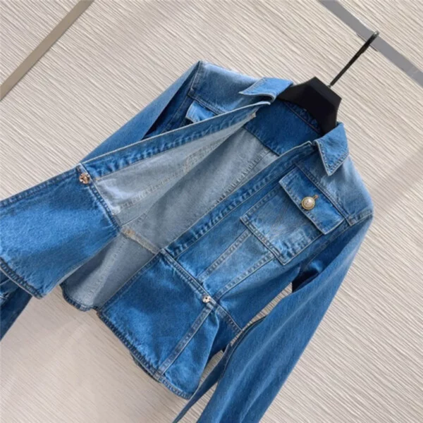 Balmain long sleeve denim short jacket