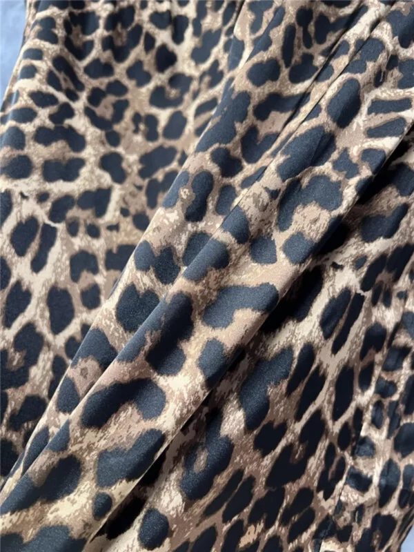 YSL leopard print ribbon long sleeved shirt