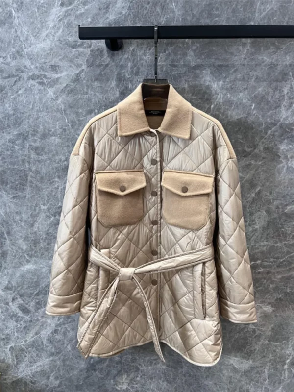 MaxMara wool patchwork belt quilted coat