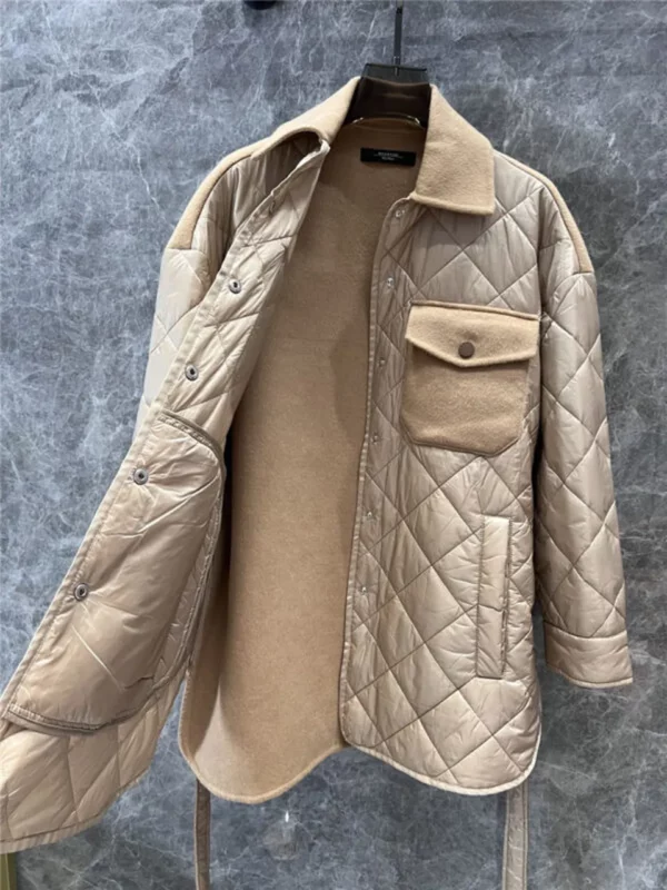 MaxMara wool patchwork belt quilted coat