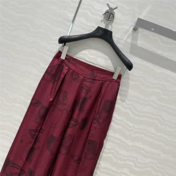 Hermes silk straight wide leg pants