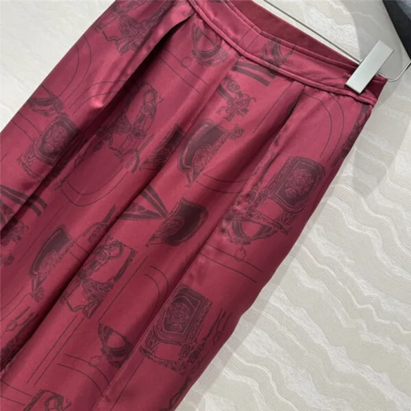 Hermes silk straight wide leg pants