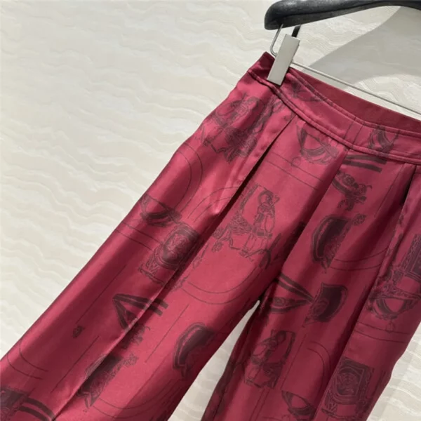 Hermes silk straight wide leg pants