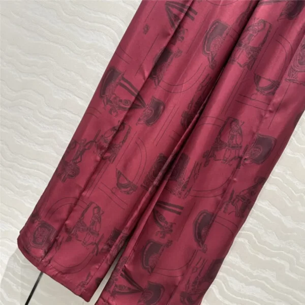 Hermes silk straight wide leg pants