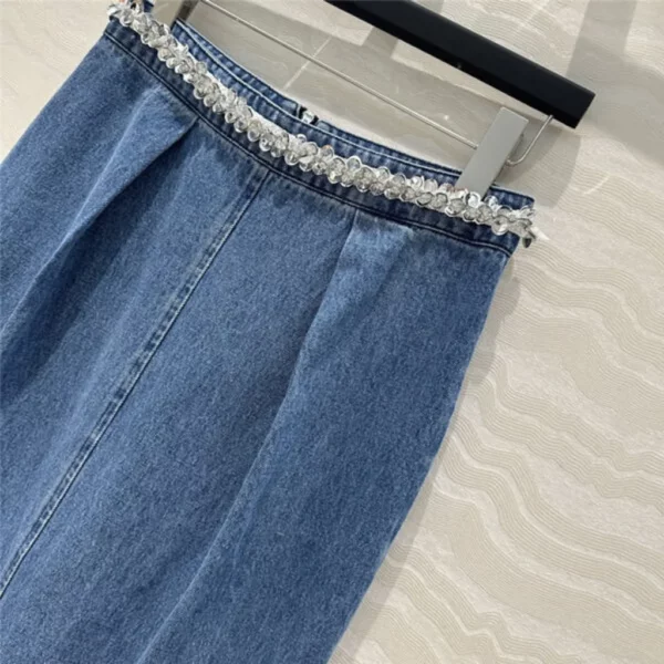 miumiu beaded denim skirt