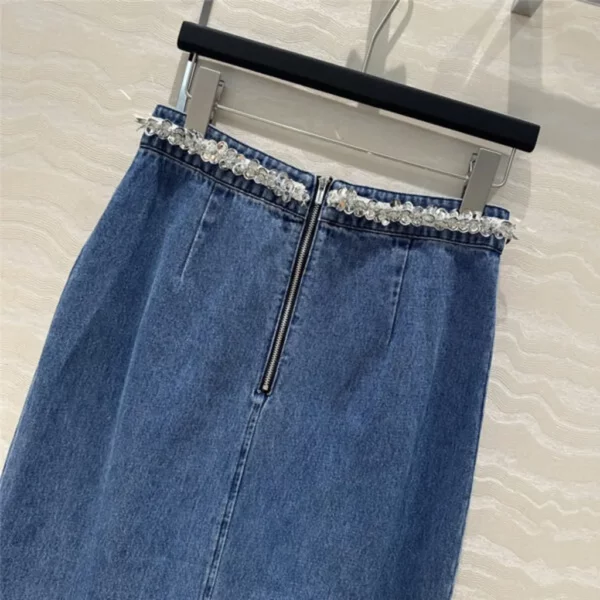 miumiu beaded denim skirt