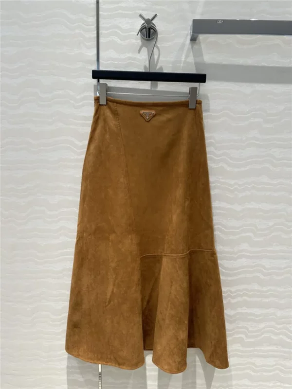 prada suede long skirt