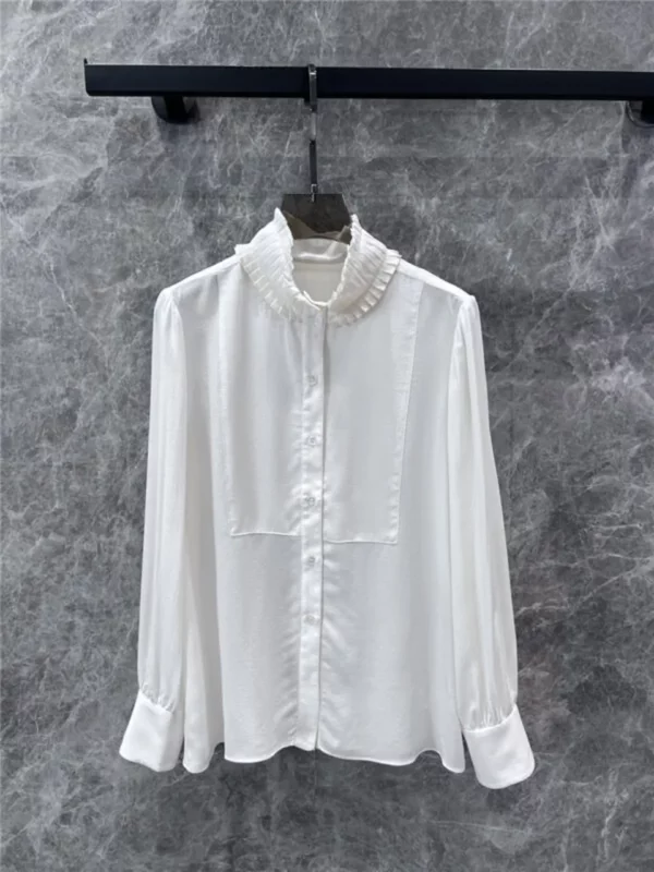 louis vuitton LV pleated lace collar silk shirt - Replica Louis Vuitton