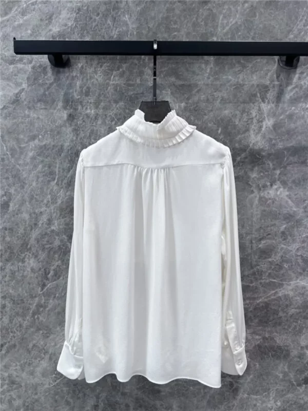 louis vuitton LV pleated lace collar silk shirt - Replica Louis Vuitton