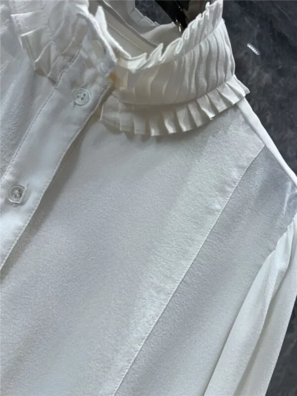 louis vuitton LV pleated lace collar silk shirt - Replica Louis Vuitton