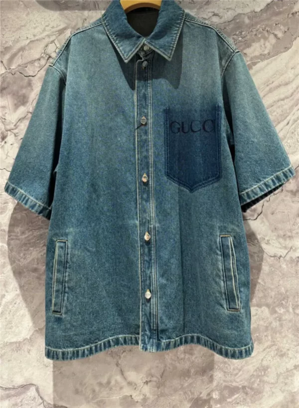 gucci pocket denim shirt - Gucci replica