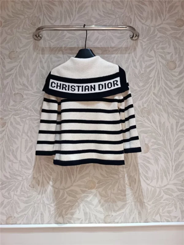 dior navy collar three quarter sleeve sweater - Replica Dior