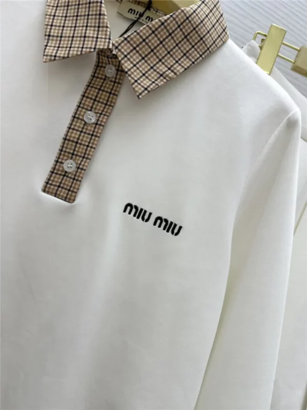 miumiu long sleeve polo collar dress