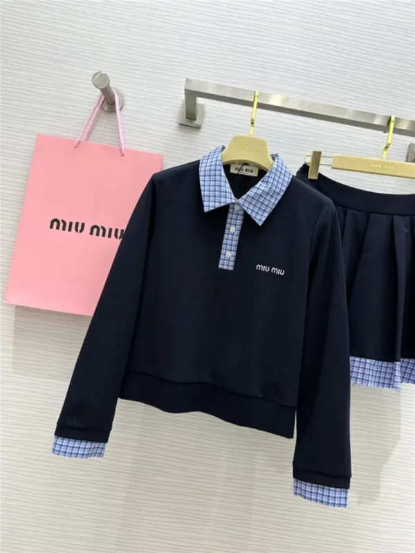 miumiu long sleeve polo collar dress