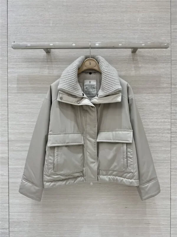 Brunello Cucinelli patchwork collar goose down jacket