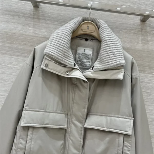 Brunello Cucinelli patchwork collar goose down jacket