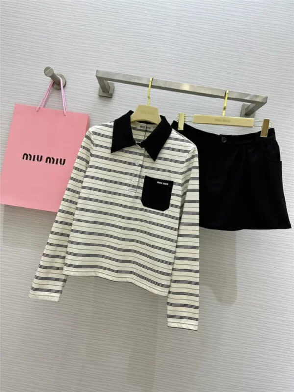 miumiu striped polo long sleeved suit - fake designer website