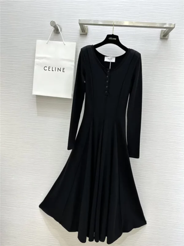 celine long sleeve flared dress - fake designer website