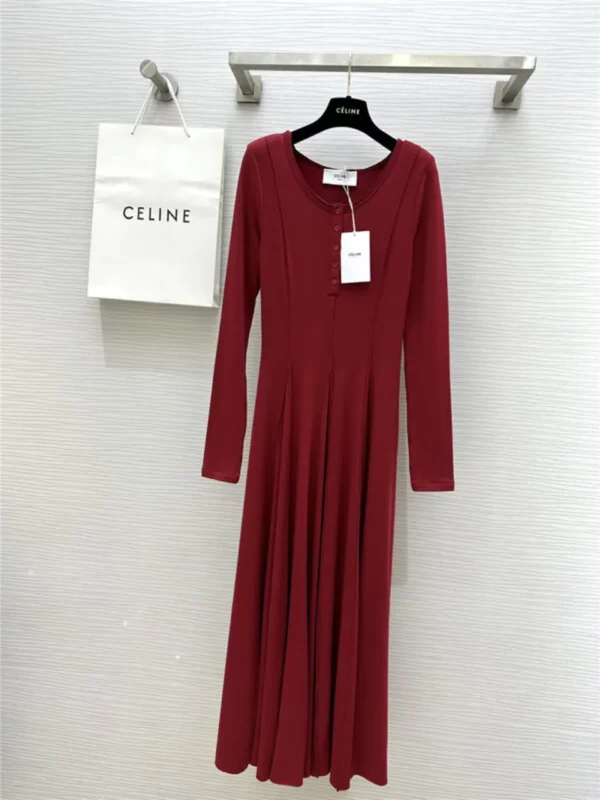 celine long sleeve flared dress - fake designer website