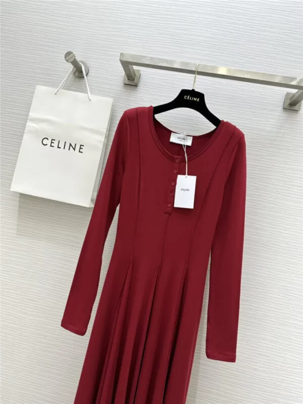 celine long sleeve flared dress - fake designer website