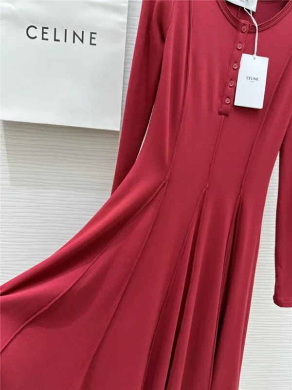 celine long sleeve flared dress - fake designer website