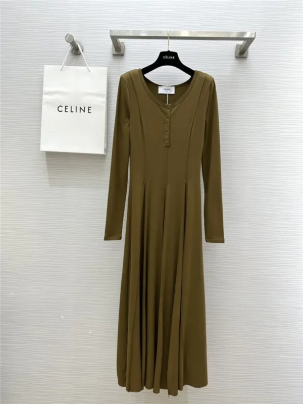 celine long sleeve flared dress - fake designer website