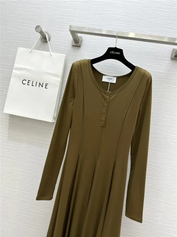 celine long sleeve flared dress - fake designer website