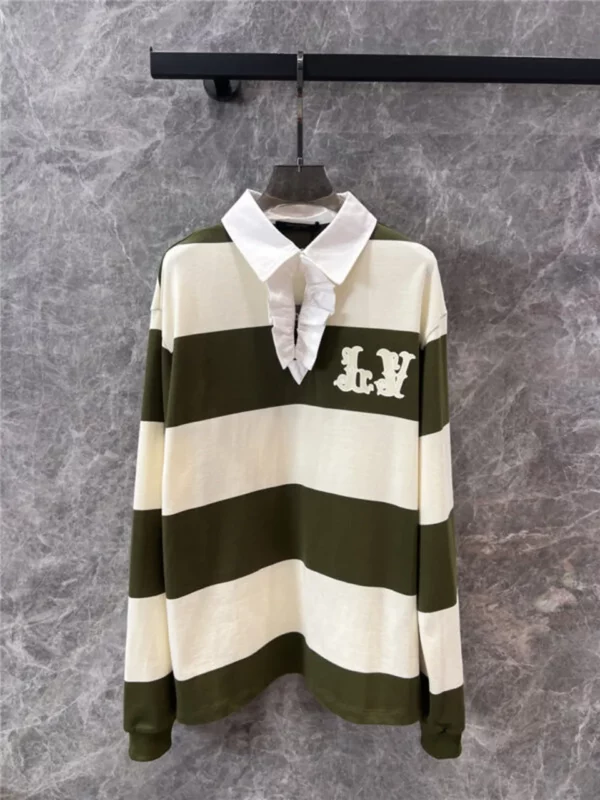 louis vuitton LV retro print long sleeved Polo shirt - Replica Louis Vuitton