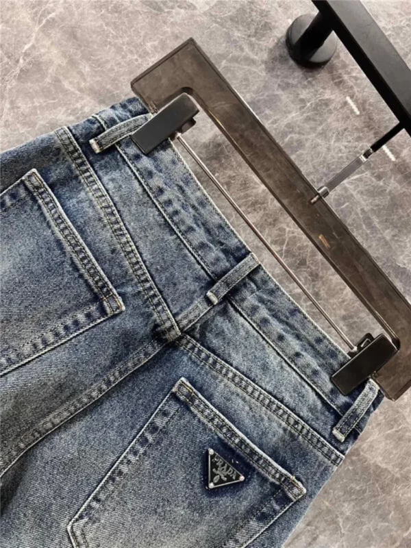 Prada triangle logo denim trousers - high quality reps clothing