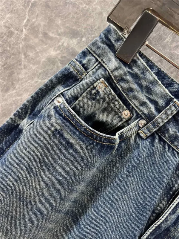 Prada triangle logo denim trousers - high quality reps clothing