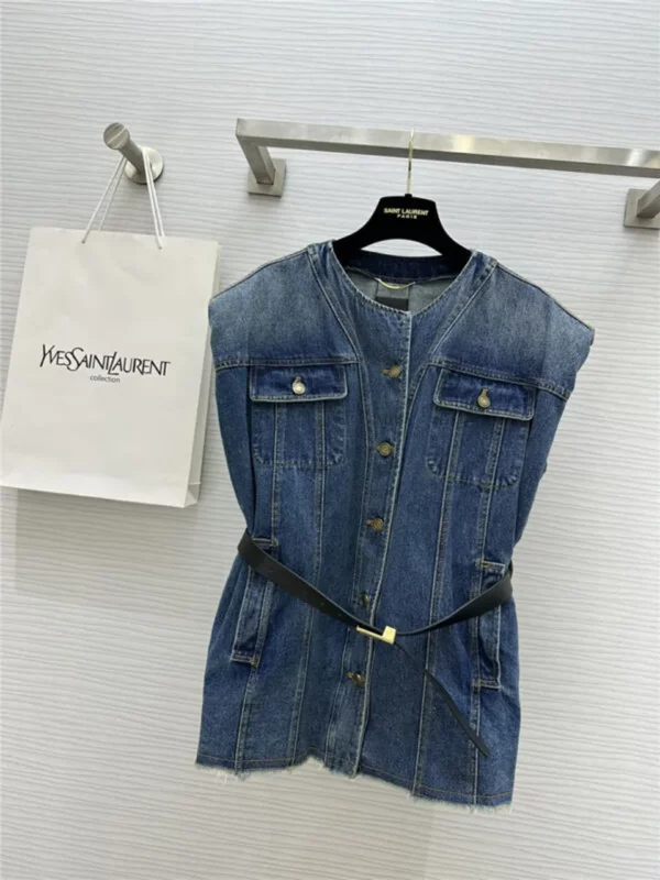 YSL long denim vest