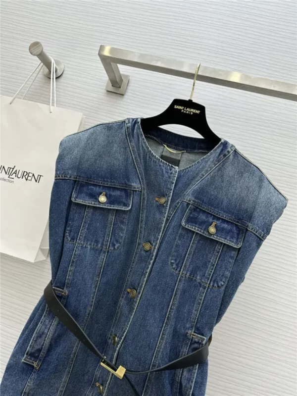 YSL long denim vest