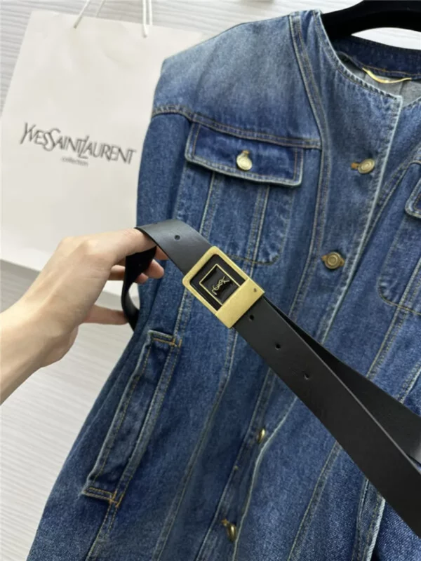 YSL long denim vest