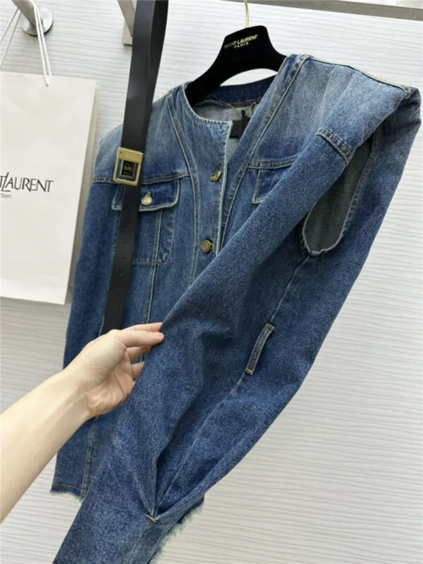 YSL long denim vest