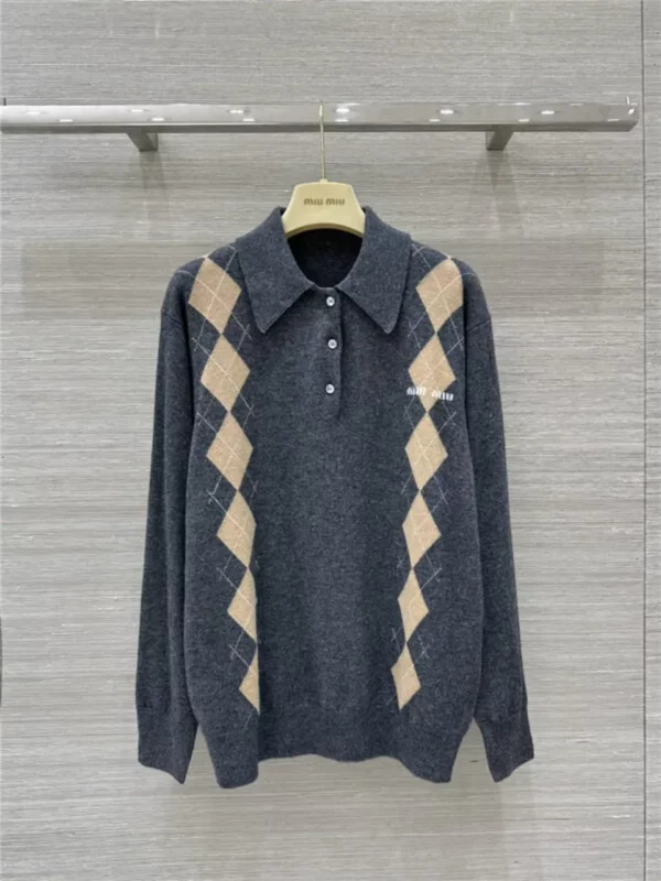 miumiu polo collar loose top - designer replica website