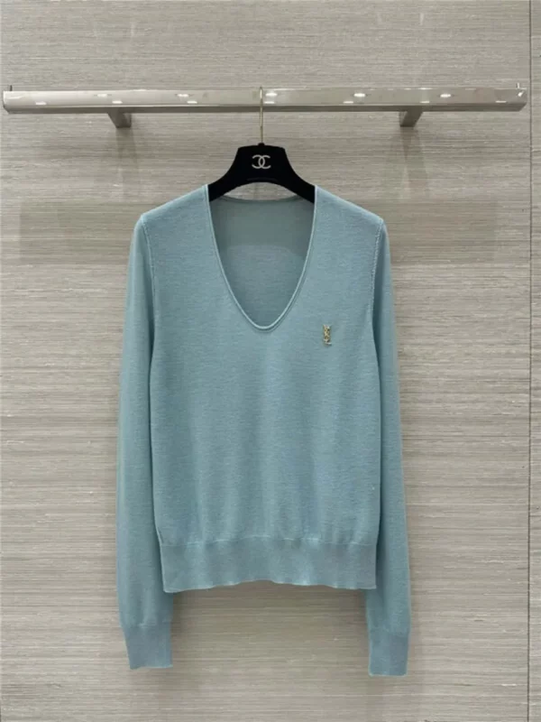 YSL V neck wool base top - designer replica website